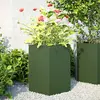 Image de vidaXL Jardinières 2 pcs vert olive hexagone 46x40x45 cm acier