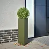 Image de vidaXL Jardinières 2 pcs vert olive triangulaire 30x26x75 cm acier