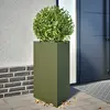 Image de vidaXL Jardinières 2 pcs vert olive triangulaire 50x43x75 cm acier