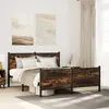 Image de vidaXL Cadre de lit en métal sans matelas chêne fumé 150x200 cm