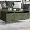 Image de vidaXL Table basse vert olive 101,5x50x43,5 cm acier laminé à froid