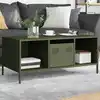 Image de vidaXL Table basse vert olive 101,5x50x43,5 cm acier laminé à froid