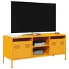 Image de vidaXL Meuble TV jaune moutarde 101,5x39x43,5 cm acier laminé à froid