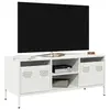 Image de vidaXL Meuble TV blanc 101,5x39x43,5 cm acier laminé à froid