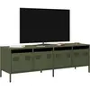 Image de vidaXL Meuble TV vert olive 135x39x43,5 cm acier laminé à froid