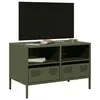 Image de vidaXL Meuble TV vert olive 68x39x43,5 cm acier laminé à froid