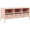 Image de vidaXL Tv-meubel 101,5x39x43,5 cm koudgewalst staal roze