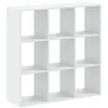 Image de vidaXL Bibliothèque blanc 102x32x102 cm bois d'ingénierie | 9 compartiments pour garder vos affaires bien rangées, design moderne qui s'adapte à tout type de décoration