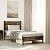 Image de vidaXL Cadre de lit en métal sans matelas chêne fumé 75x190 cm