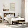 Image de vidaXL Cadre de lit en métal sans matelas chêne fumé 120x190 cm