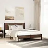 Image de vidaXL Cadre de lit en métal sans matelas chêne marron 140x190 cm