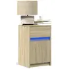 Image de vidaXL Armoires de chevet et lumières LED 2 pcs chêne sonoma