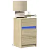 Image de vidaXL Armoire de chevet avec lumières LED chêne sonoma