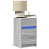 Image de vidaXL Armoire de chevet et lumières LED sonoma gris bois d'ingénierie