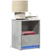 Image de vidaXL Armoires de chevet et lumières LED 2 pcs gris béton