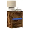 Image de vidaXL Armoire de chevet et lumières LED chêne fumé bois d'ingénierie