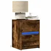 Image de vidaXL Armoires de chevet et lumières LED 2 pcs chêne fumé