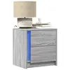 Image de vidaXL Armoires de chevet et lumières LED 2 pcs sonoma gris