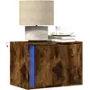 Image de vidaXL Table de chevet murale avec lumières LED chêne fumé