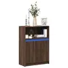 Image de vidaXL Buffet avec LED chêne marron 72x34x100 cm bois d'ingénierie