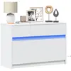 Image de vidaXL Meuble TV avec LED blanc 91x34x61 cm bois d'ingénierie
