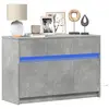 Image de vidaXL Meuble TV avec LED gris béton 91x34x61 cm bois d'ingénierie
