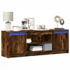 Image de vidaXL Meuble TV avec LED chêne fumé 139,5x34x50 cm bois d'ingénierie