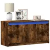 Image de vidaXL Meuble TV avec LED chêne fumé 100x34x50 cm bois d'ingénierie