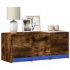 Image de vidaXL Meuble TV avec LED chêne fumé 97x34x40 cm bois d'ingénierie