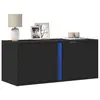 Image de vidaXL Meuble TV mural avec lumières LED noir 80x31x35 cm