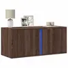 Image de vidaXL Meuble TV mural avec lumières LED chêne marron 80x31x35 cm