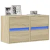 Image de vidaXL Meubles TV muraux lumières LED 2 pcs chêne sonoma 41x31x45 cm