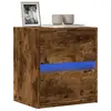 Image de vidaXL Meuble TV mural avec lumières LED chêne fumé 41x31x45 cm