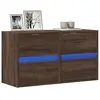 Image de vidaXL Meubles TV muraux lumières LED 2 pcs chêne marron 41x31x45 cm