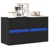 Image de vidaXL Meuble TV mural avec lumières LED noir 80x31x45 cm
