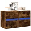 Image de vidaXL Meuble TV mural avec lumières LED chêne fumé 80x31x45 cm