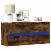 Image de vidaXL Meuble TV mural avec lumières LED chêne fumé 100x31x45 cm