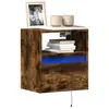 Image de vidaXL Meubles TV muraux et lumières LED 2 pcs chêne fumé 41x31x45 cm