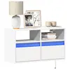 Image de vidaXL Meuble TV mural avec lumières LED blanc 80x31x45 cm