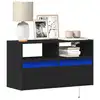 Image de vidaXL Meuble TV mural avec lumières LED noir 80x31x45 cm