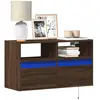 Image de vidaXL Meuble TV mural avec lumières LED chêne marron 80x31x45 cm