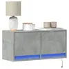 Image de vidaXL Meuble TV mural avec lumières LED gris béton 80x31x35 cm