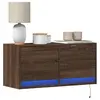 Image de vidaXL Meuble TV mural avec lumières LED chêne marron 80x31x35 cm