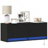 Image de vidaXL Meuble TV mural avec lumières LED noir 100x31x35 cm