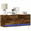 Image de vidaXL Meuble TV mural avec lumières LED chêne fumé 100x31x35 cm
