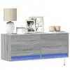 Image de vidaXL Meuble TV mural avec lumières LED sonoma gris 100x31x35 cm