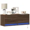 Image de vidaXL Meuble TV mural avec lumières LED chêne marron 100x31x35 cm