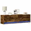 Image de vidaXL Meuble TV mural avec lumières LED chêne fumé 140x31x38 cm