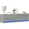 Image de vidaXL Meuble TV mural avec lumières LED sonoma gris 140x31x38 cm