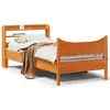 Image de vidaXL Cadre de lit avec tête de lit cire marron 75x190 cm bois de pin